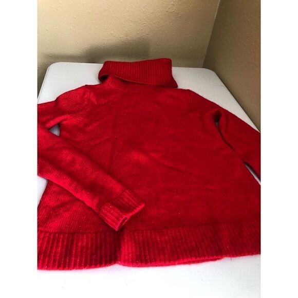 J. Crew Solid Red Turtleneck Merino Wool Blend Knit Sweater size S - Picture 10 of 12